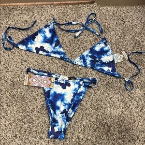 NEW! Boohoo Blue Tie-Dye Bikini Set